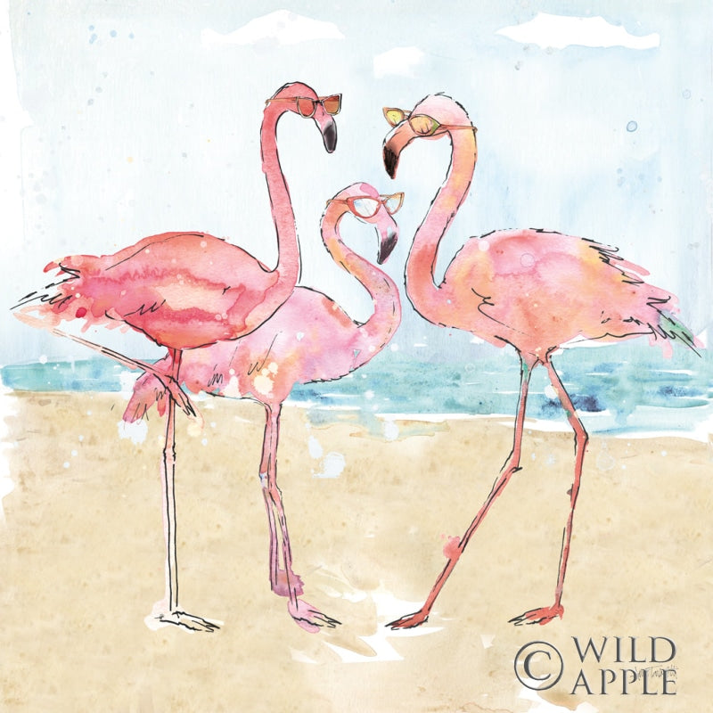 Reproduction of Flamingo Fever Beach by Anne Tavoletti - Wall Decor Art