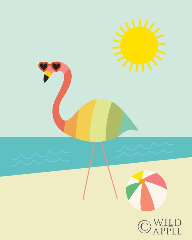 Reproduction of Beach Flamingo by Ann Kelle - Wall Decor Art