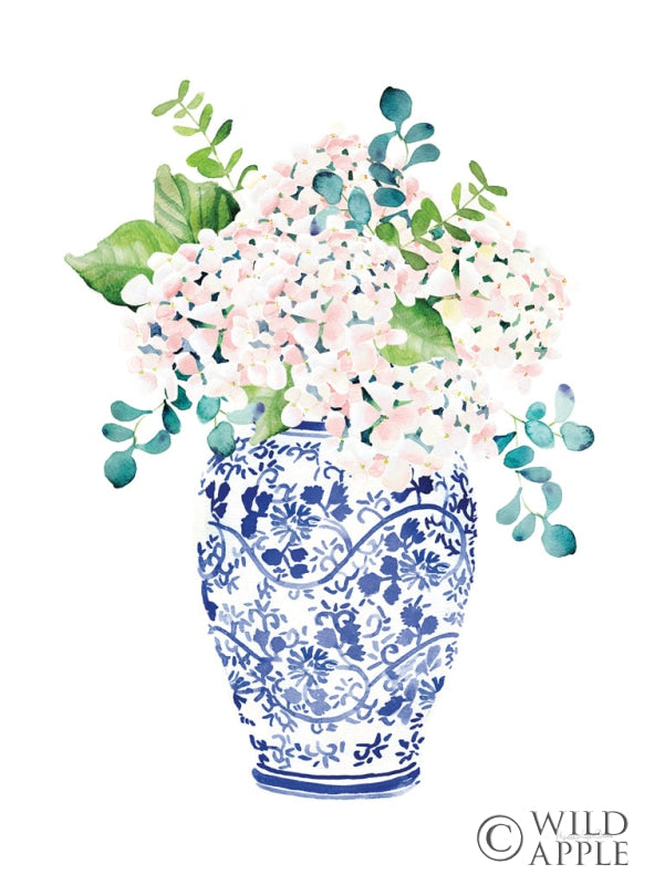 Reproduction of Chinoiserie Hydrangea II Blush by Mercedes Lopez Charro - Wall Decor Art
