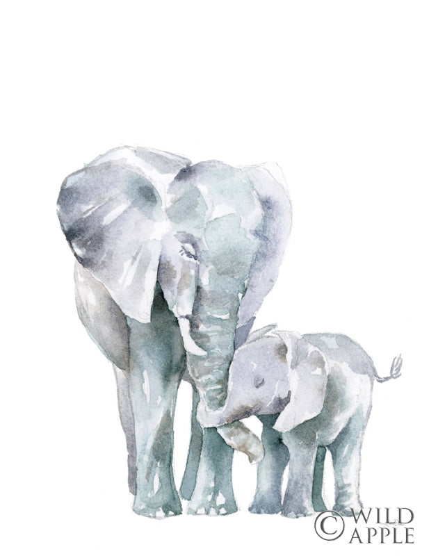 Reproduction of Mama Elephant on White by Katrina Pete - Wall Decor Art