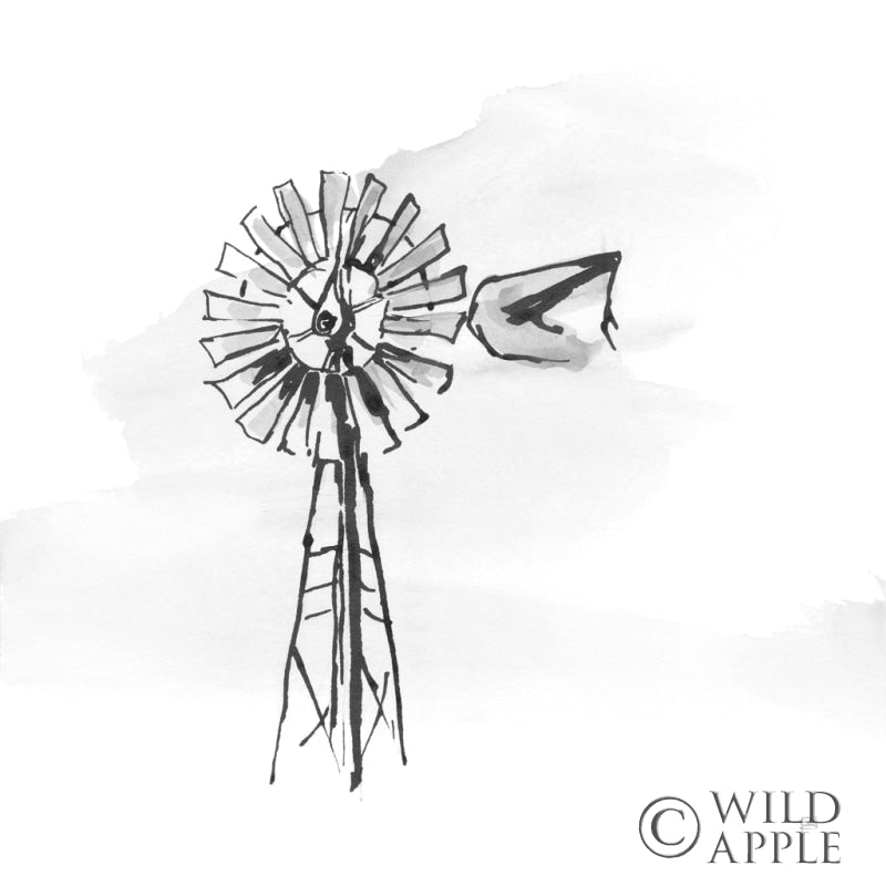 Reproduction of Windmill V BW by Chris Paschke - Wall Decor Art