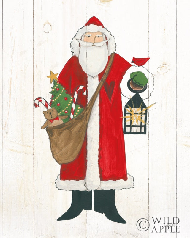 Reproduction of Vintage St Nick I no Words on White Wood v2 by Anne Tavoletti - Wall Decor Art