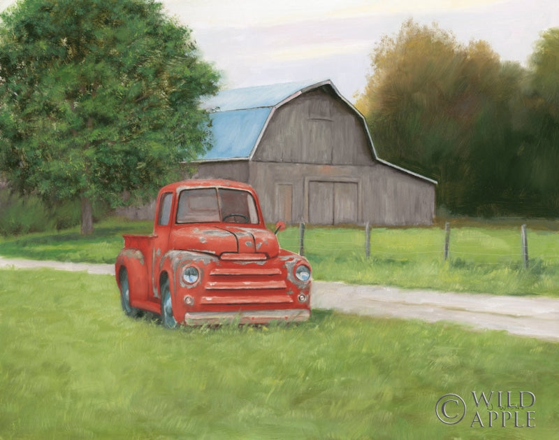 Reproduction of Vintage Red Truck by James Wiens - Wall Decor Art
