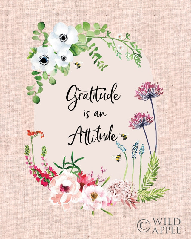 Reproduction of Gratitude Flowers II Linen by Mercedes Lopez Charro - Wall Decor Art