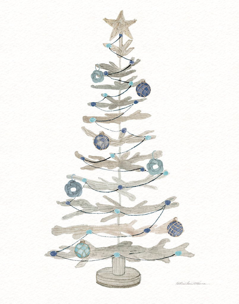Reproduction of Decorative Coastal Holiday Tree II by Kathleen Parr McKenna - Wall Decor Art