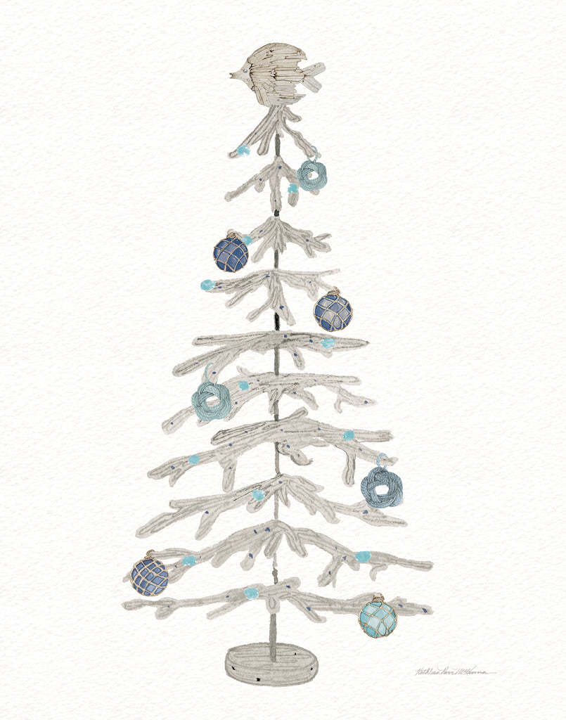 Reproduction of Decorative Coastal Holiday Tree IV by Kathleen Parr McKenna - Wall Decor Art