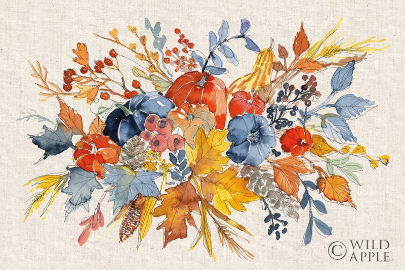 Reproduction of Fall Flair I Linen by Anne Tavoletti - Wall Decor Art