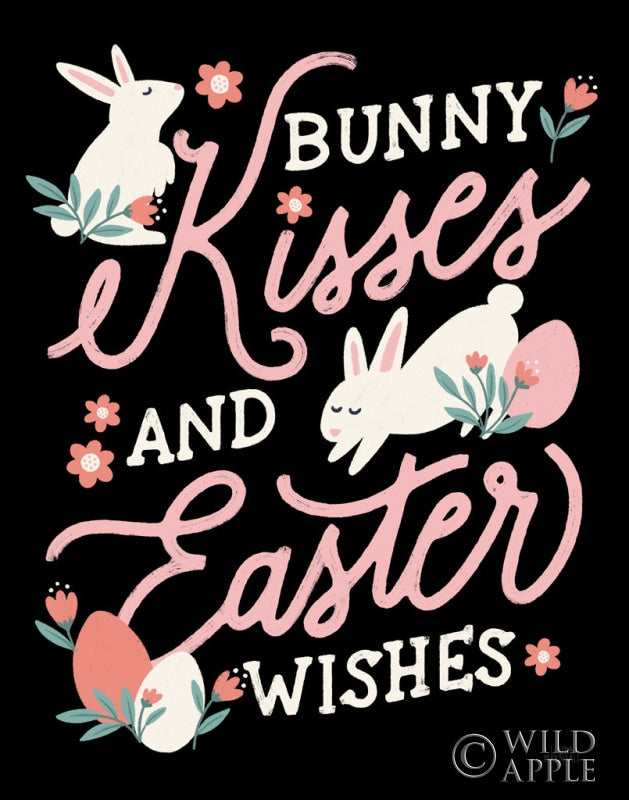 Reproduction of Bunny Kisses II Black by Laura Marshall - Wall Decor Art
