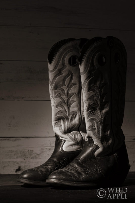 Reproduction of Cowboy Boots VIII BW by Nathan Larson - Wall Decor Art