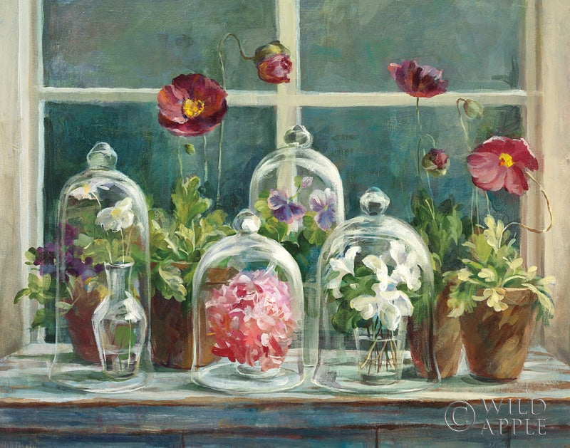 Reproduction of Purple Poppies Windowsill Crop by Danhui Nai - Wall Decor Art