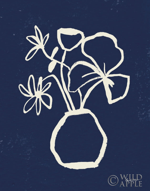 Reproduction of Floral Sketch II Navy by Pamela Munger - Wall Decor Art