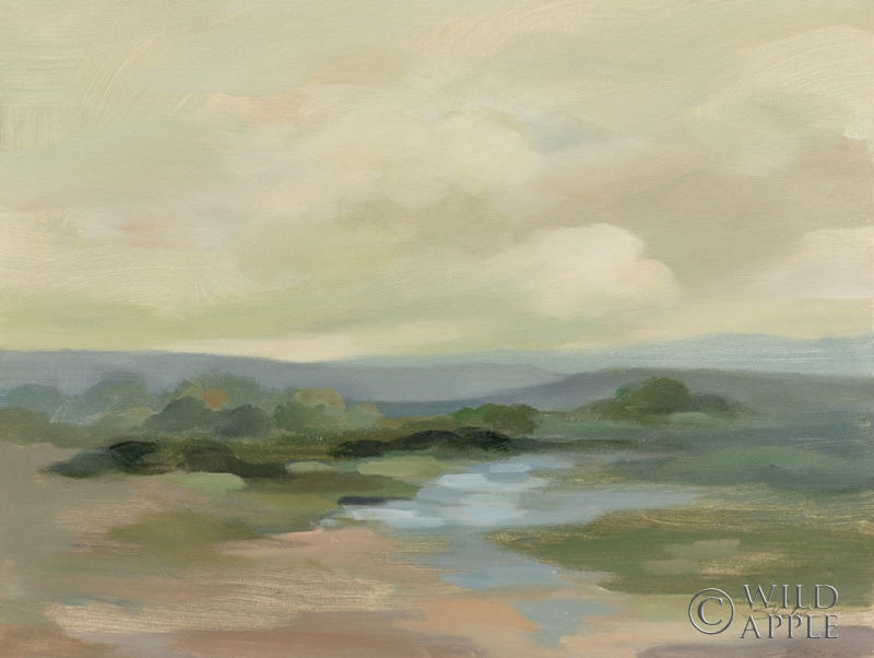 Reproduction of Muted Green Landscape by Silvia Vassileva - Wall Decor Art