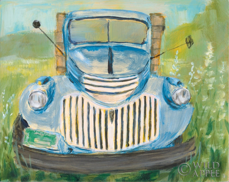 Reproduction of Blue Farm Truck by Sue Schlabach - Wall Decor Art