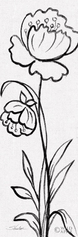 Reproduction of Black and White Floral II Linen by Silvia Vassileva - Wall Decor Art