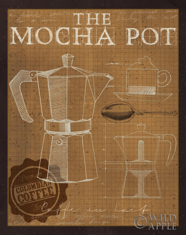 Reproduction of Coffee Blueprint II Sepia by Marco Fabiano - Wall Decor Art