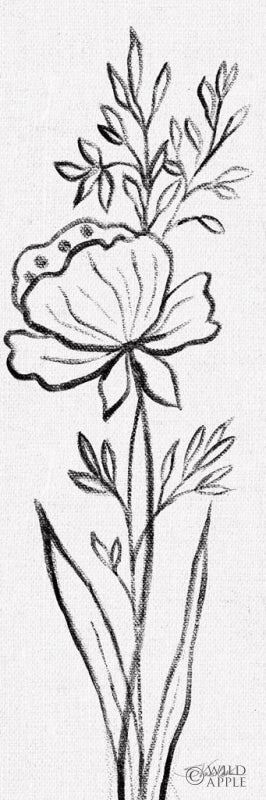 Reproduction of Black and White Floral III Linen by Silvia Vassileva - Wall Decor Art