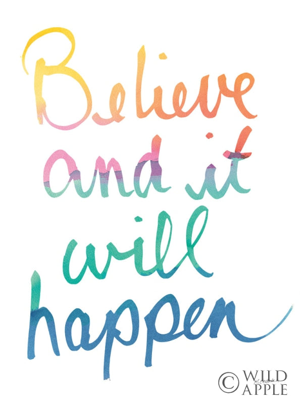 Reproduction of Colorburst I Believe White by Mike Schick - Wall Decor Art