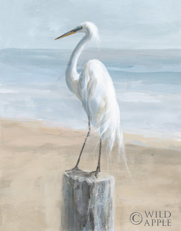 Egret By The Sea Neutral Posters Prints & Visual Artwork