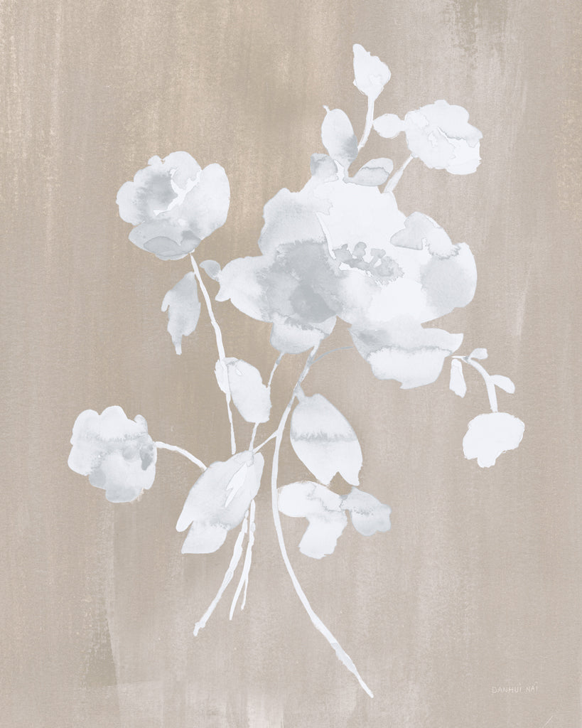 Reproduction of White Florals of Summer III Tan by Danhui Nai - Wall Decor Art