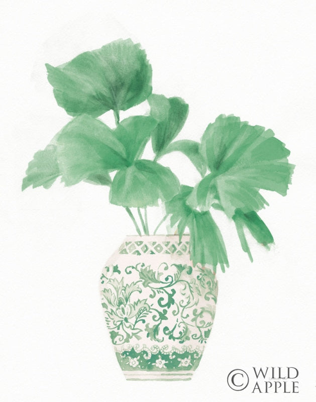 Reproduction of Palm Chinoiserie IV Pink Green by Danhui Nai - Wall Decor Art