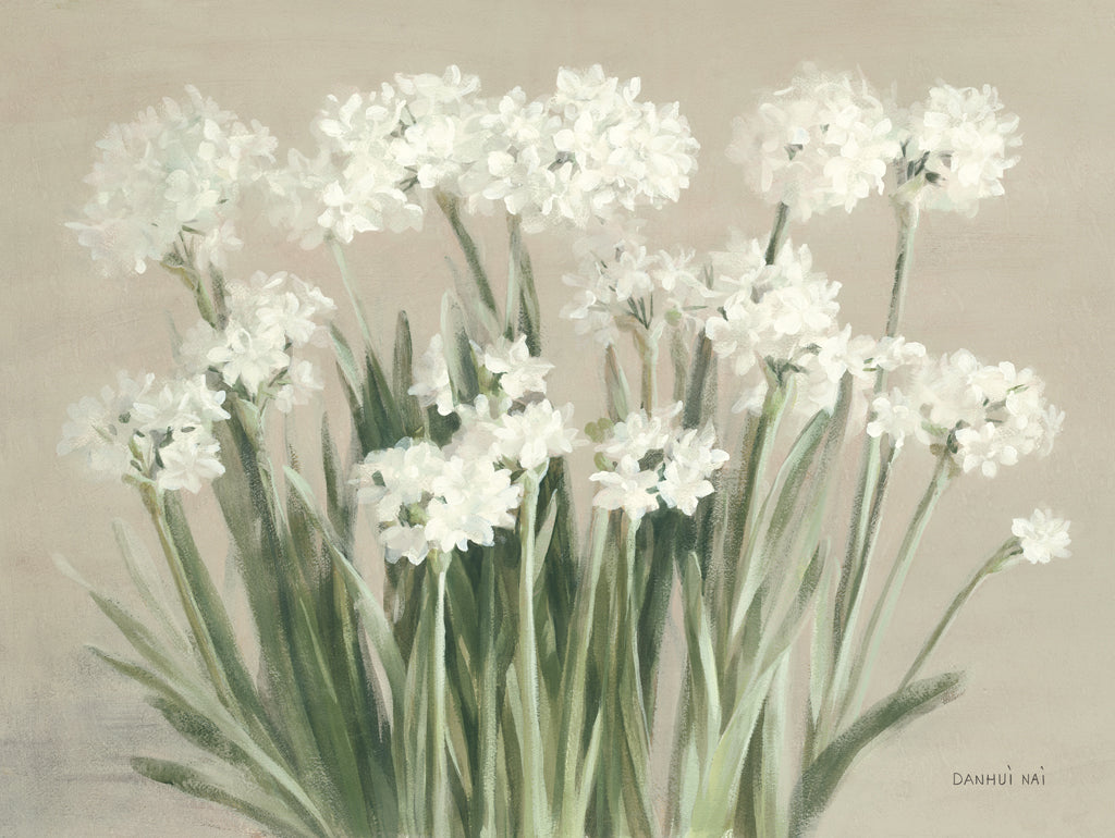 Reproduction of Snowy Paperwhites Neutral by Danhui Nai - Wall Decor Art