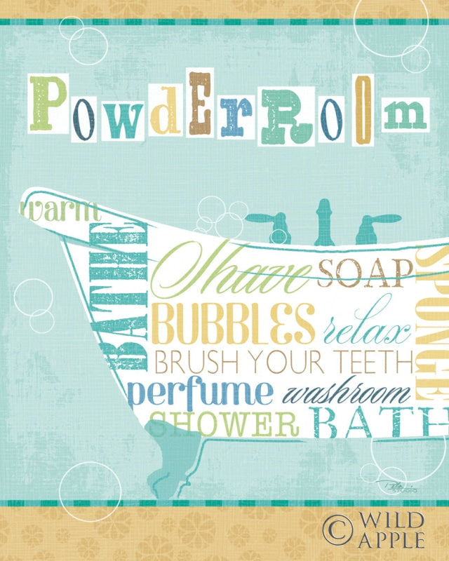 Reproduction of Bathroom Words Tub I by Pela Studio - Wall Decor Art