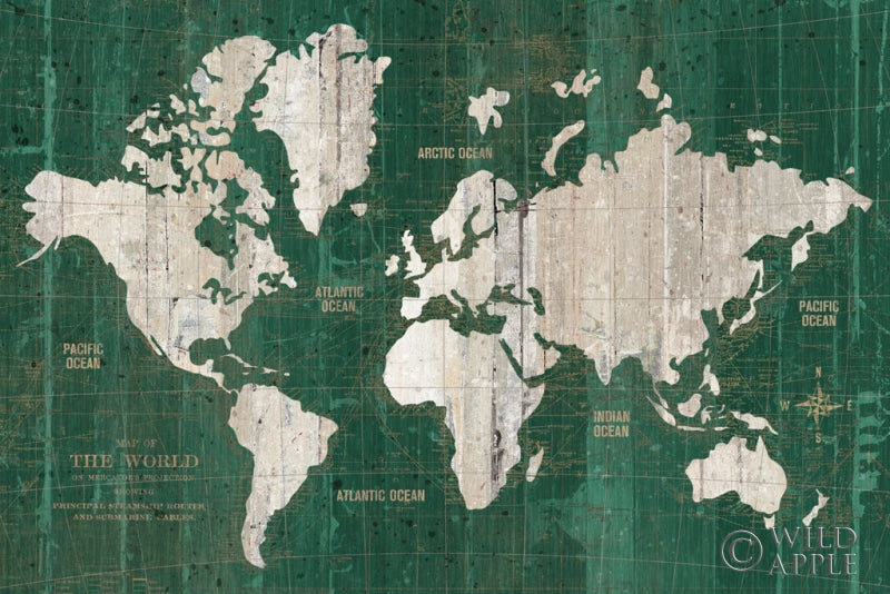 Old World Map Green Atlantic Ocean Posters Prints & Visual Artwork