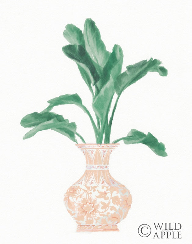 Reproduction of Palm Chinoiserie I Pink Green v2 by Danhui Nai - Wall Decor Art
