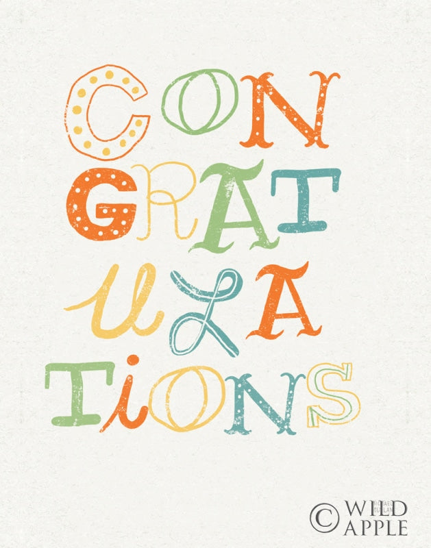 Reproduction of Funky Letters Congratulations by Michael Mullan - Wall Decor Art