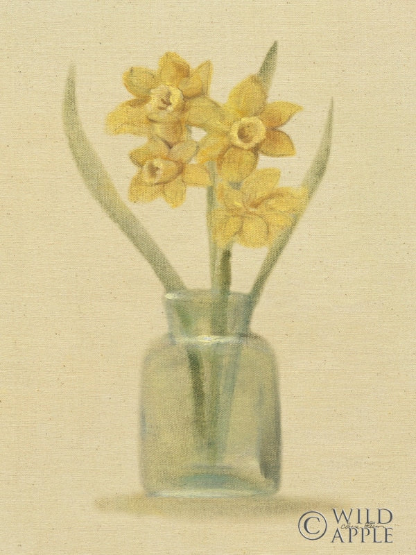 Reproduction of Daffodils in a Glass Vase by Cheri Blum - Wall Decor Art