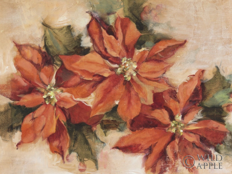 Reproduction of Poinsettia Trio by Cheri Blum - Wall Decor Art