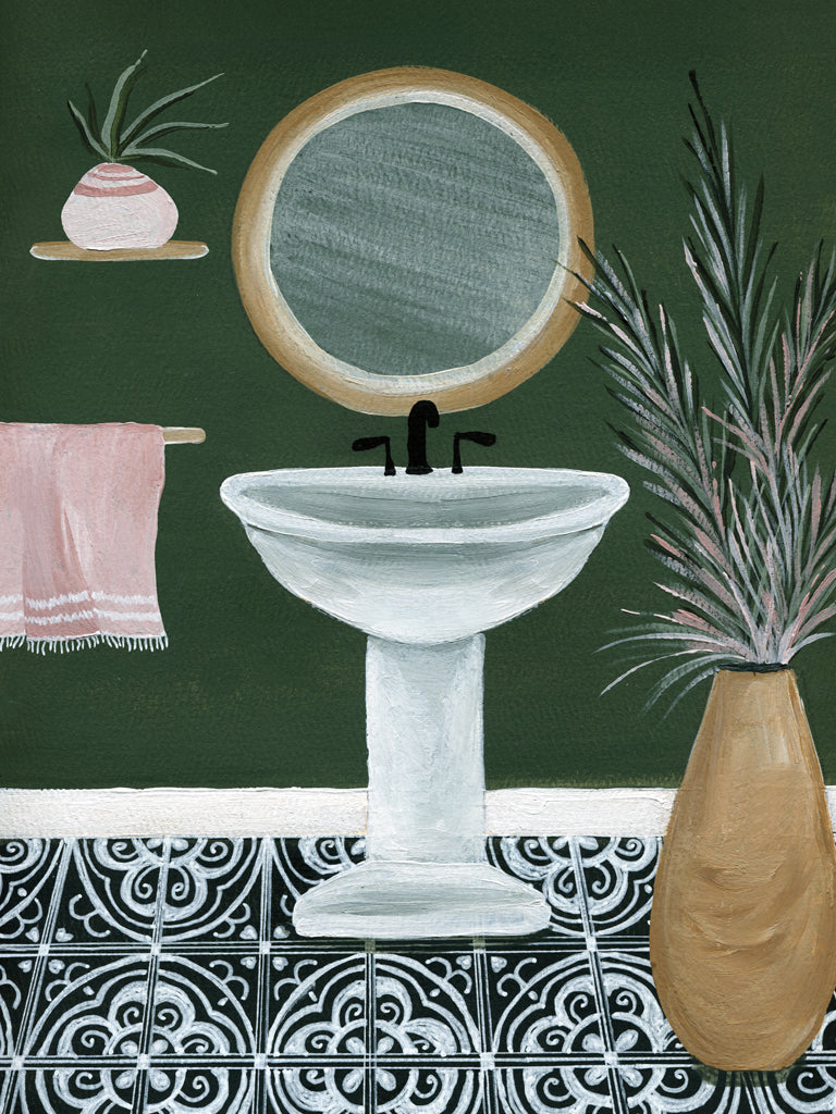 Reproduction of Green Bathroom II by Yvette St. Amant - Wall Decor Art