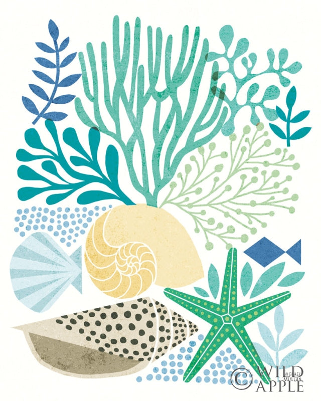 Reproduction of Under Sea Treasures VI Sea Glass by Michael Mullan - Wall Decor Art