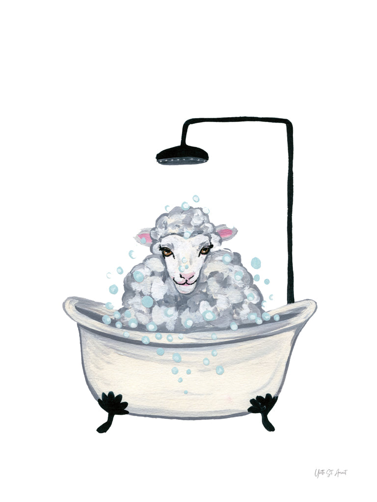 Reproduction of Sheep in Tub and Suds by Yvette St. Amant - Wall Decor Art