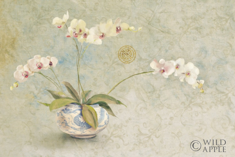 Reproduction of Orchids in a Porcelain Bowl by Cheri Blum - Wall Decor Art