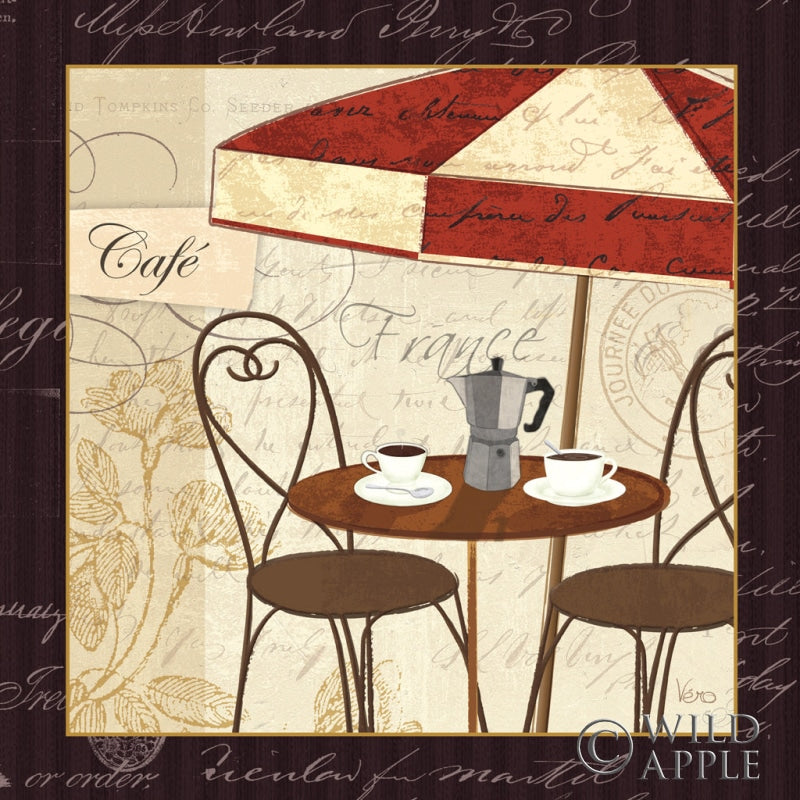 Reproduction of Petit Cafe I with Border by Veronique Charron - Wall Decor Art