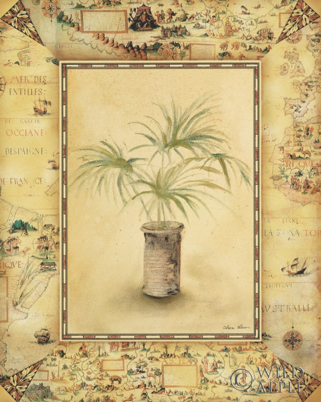 Antique Map Palm Ii Posters Prints & Visual Artwork