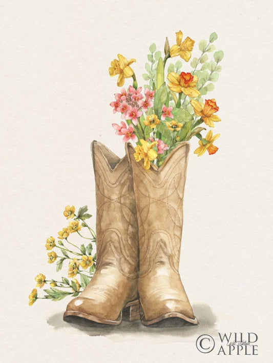Wildflower Western I Cream Posters Prints & Visual Artwork