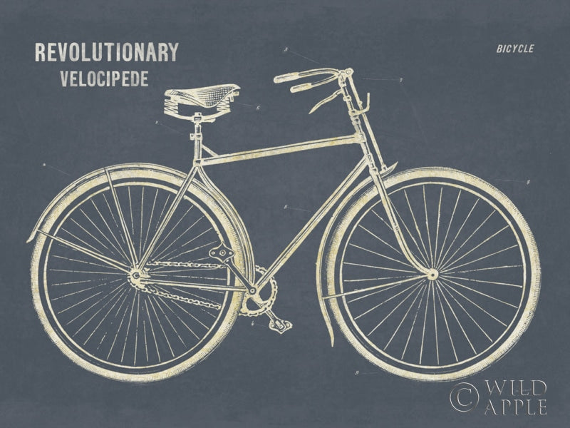 Reproduction of Blueprint Bicycle Flipped Gray by Sue Schlabach - Wall Decor Art